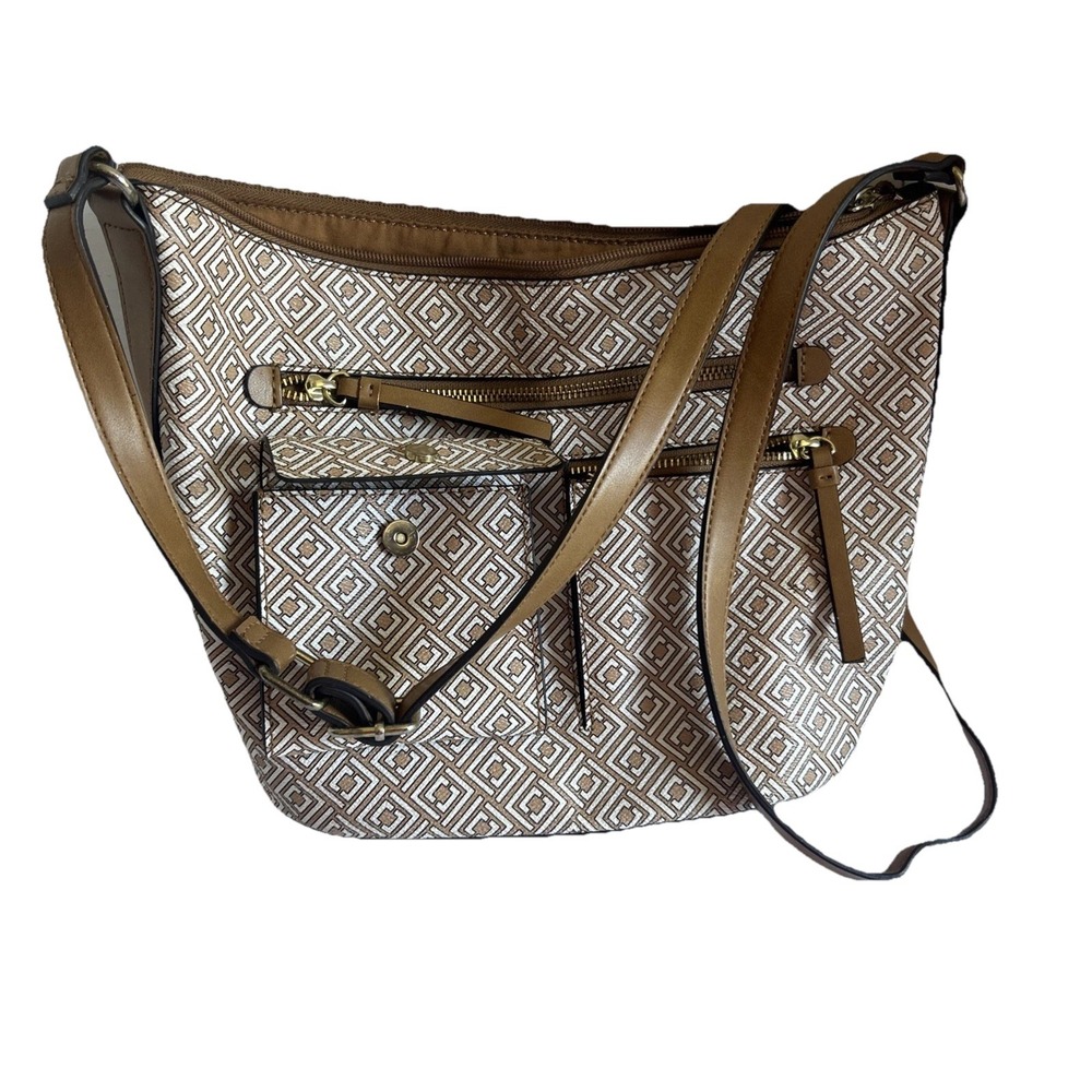 Liz Claiborne Purse Preowned Adjustable Strap Shoulder Bag Faux Leather‎ Tan